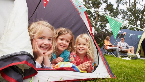 Camping in Ile-de-France, happy children